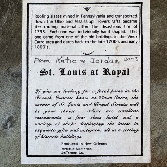 Vintage NEW ORLEANS Roofing Slate Art Wall Plaque St. Louis at Royal Coleman - Picture 6 of 11